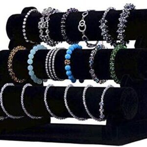 3 Tier bracelets holder for Vendors - Elegant Black Velvet Jewelry Display and N